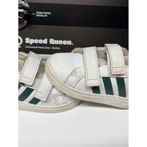 Adidas White Kids Sneakers with Green Stripes